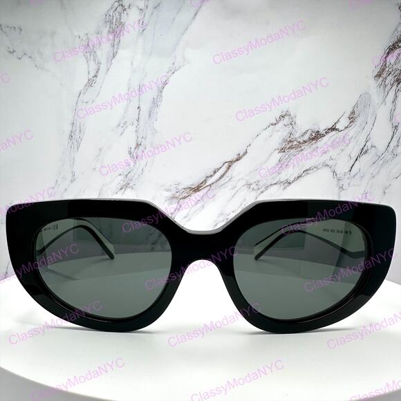 New PRADA Sunglasses Black White Talc Gold Symbole Oval Cat Eye Womens main image 8